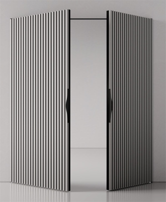 Скрытая дверь с рейками в покрытии шпон